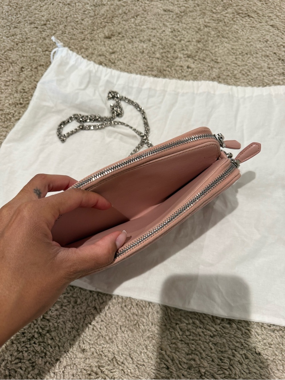 Prada Pink Quilted Leather Crossbody Bag with Chain Strap - Picture 8 of 9